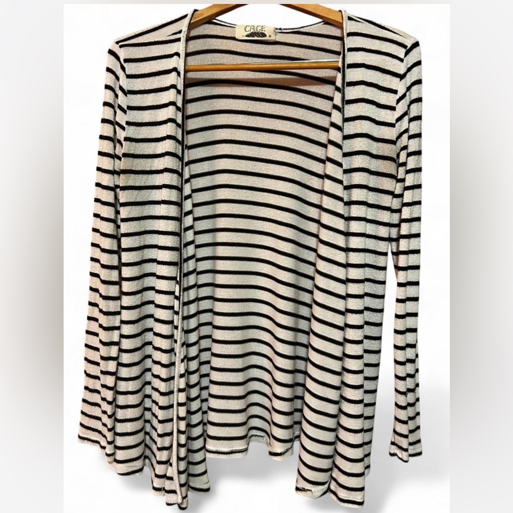 Striped Black and White Women's Cardigan